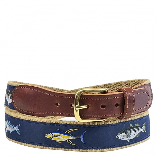 Fish Motif Belt with Leather tabs