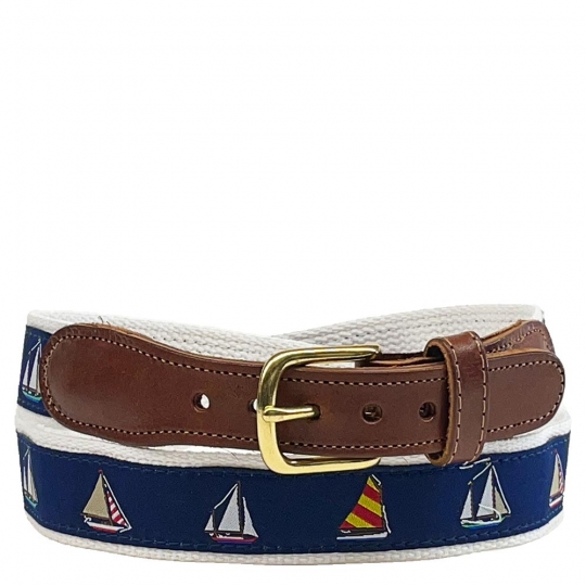 4 Sailboats Nautical Belt from Preston Leather