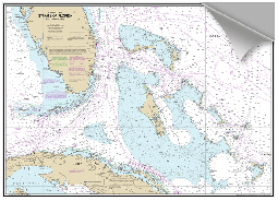 Peel and Stick Decorative Nautical Chart of Florida Straits and The Bahamas