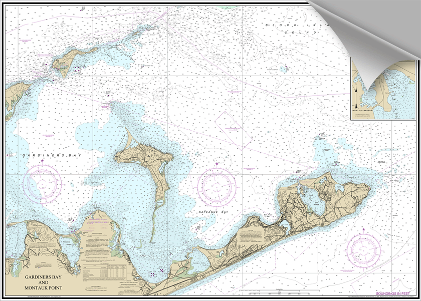 Peel and Stick Nautical Chart of Gardiner's Bay And Montauk Prestons