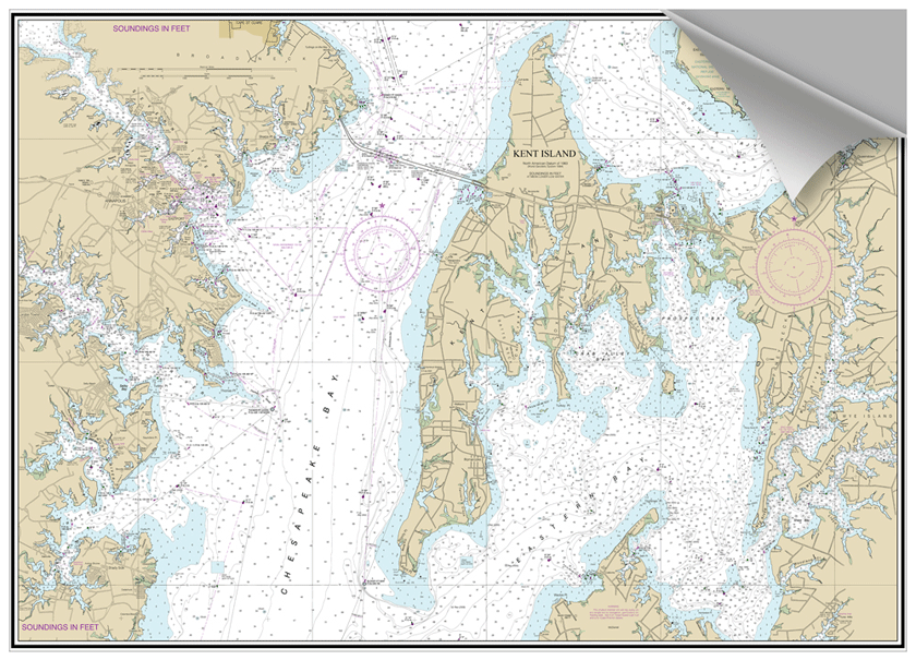 Peel and Stick Nautical Chart of Kent Island MD Prestons