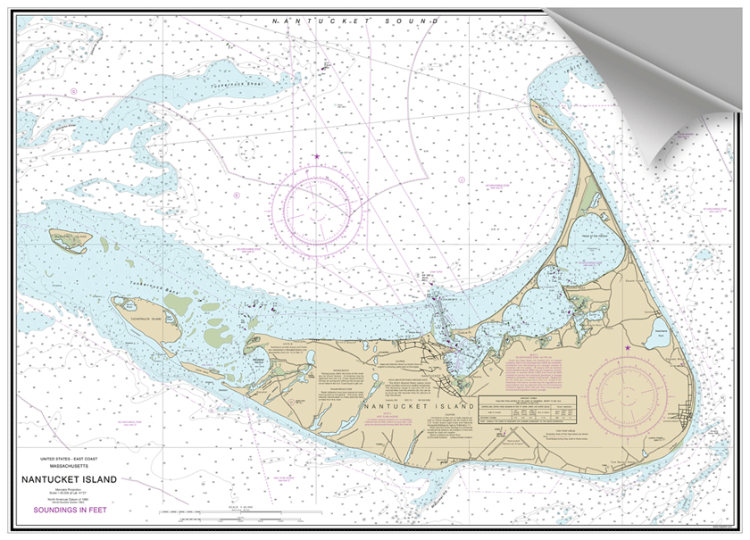 Peel and Stick Nautical Chart of Nantucket Prestons