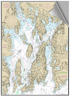 Peel and Stick Nautical Chart of Narragensett Bay RI