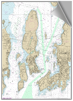 Peel and Stick Nautical Chart of Newport RI