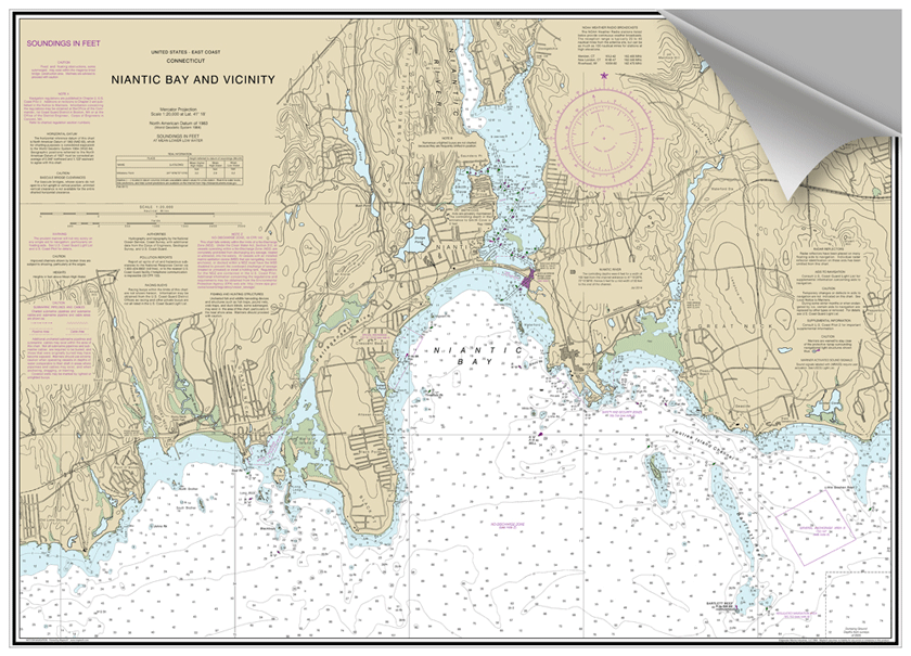 Peel and Stick Nautical Chart of Niantic Bay CT Prestons
