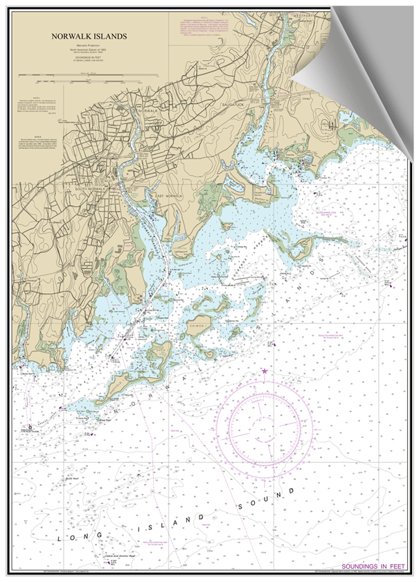 Peel and Stick Nautical Chart of Norwalk Islands CT Prestons