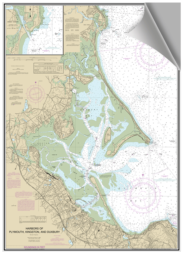 Peel and Stick Nautical Chart of Plymouth MA Prestons