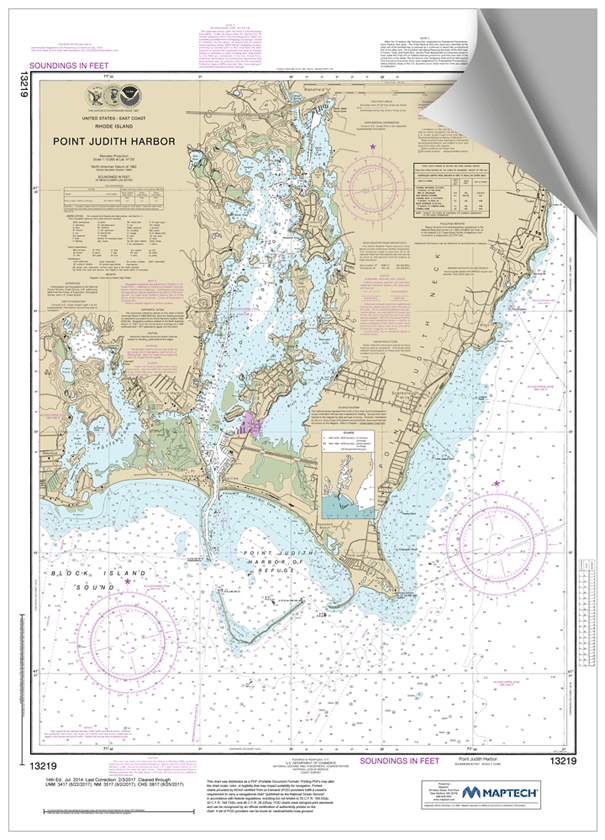Peel and Stick Nautical Chart of Point Judith RI Prestons