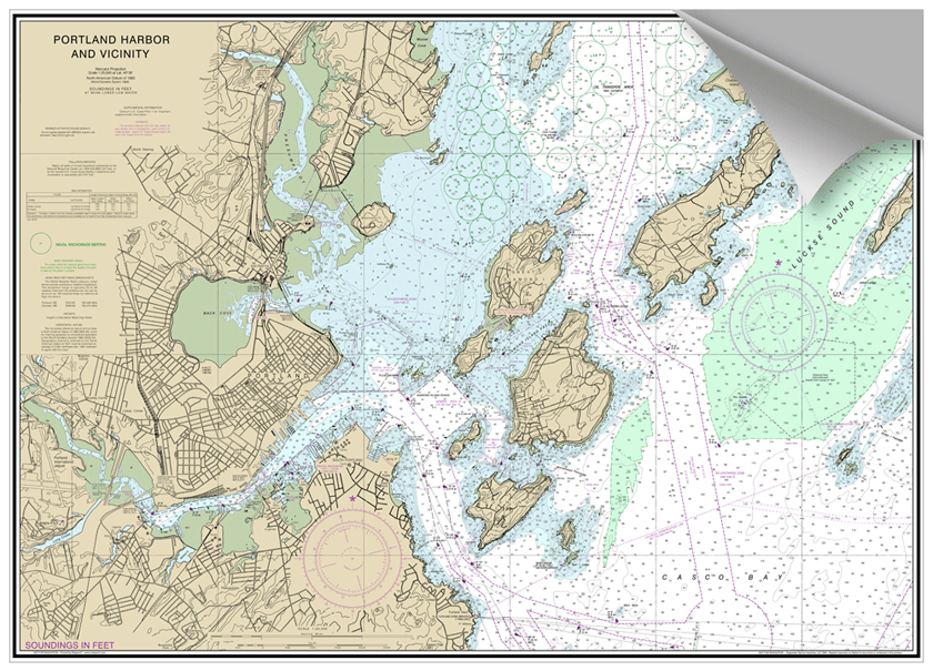 Peel And Stick Nautical Chart Of Portland Me Prestons