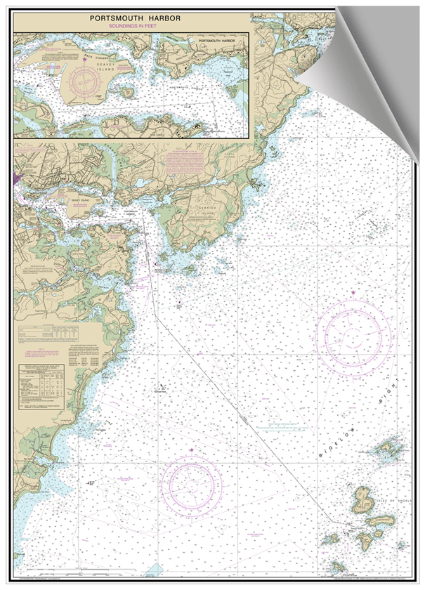 Peel and Stick Nautical Chart of Portsmouth NH Prestons