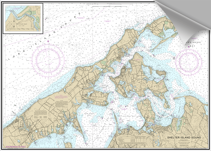 Peel And Stick Nautical Chart Of Shelter Island And The North Fork 